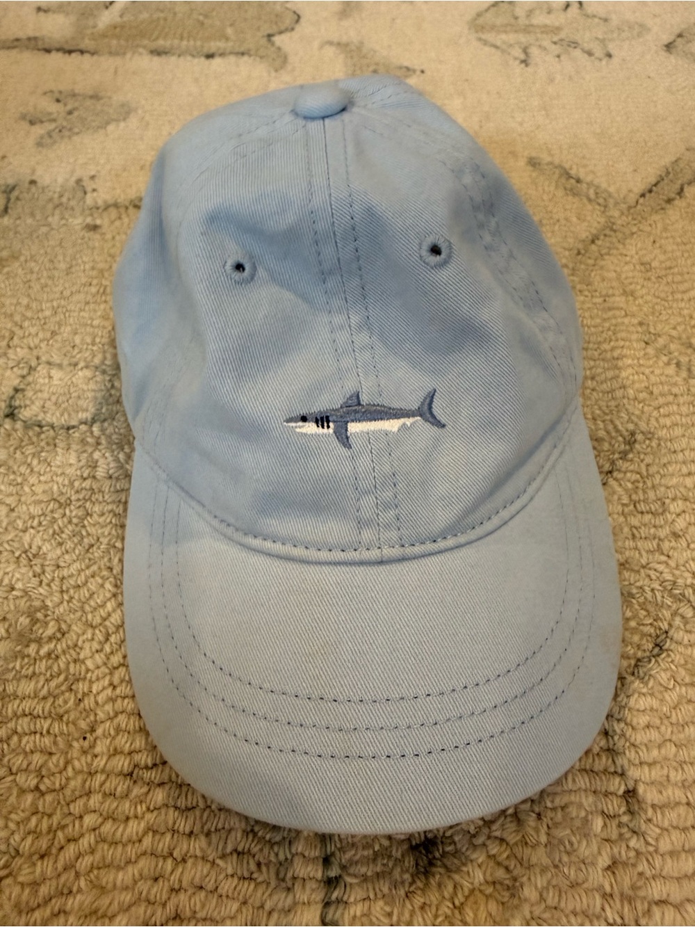 J. Crew Light Blue Kids Baseball Cap with Shark Embroidery